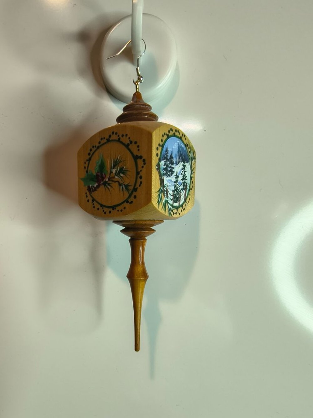 Hand Turned and Painted Wood Ornament